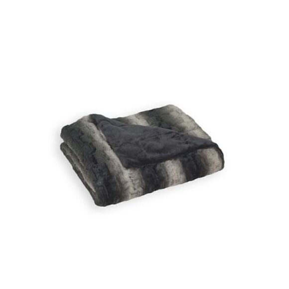 Christian Siriano Black/light brown Oversized Faux Fur Throw Blanket 60”x70” - Picture 4 of 5